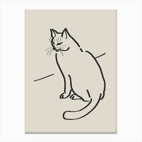 Line Art Cat Drawing 3 Canvas Print