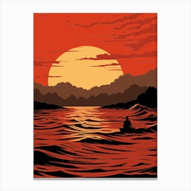 Sunset In The Ocean Canvas Print