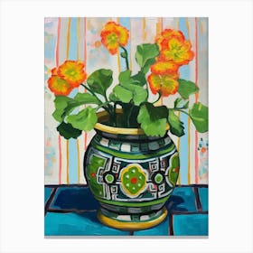 Flowers In A Vase Still Life Painting Portulaca 4 Canvas Print