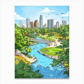 Storybook Illustration Zilker Metropolitan Park Austin Texas 2 Canvas Print