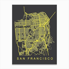 San Francisco Map Neon Canvas Print