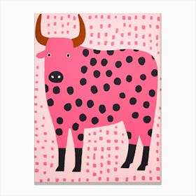 Pink Polka Dot Bison 2 Canvas Print