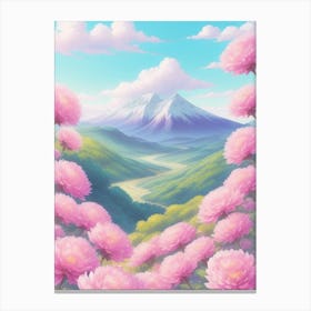 Pink Flowers In The Mountains Canvas Print