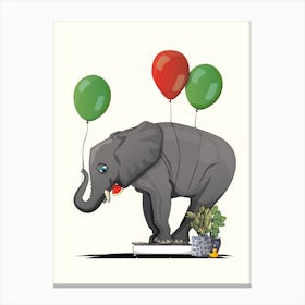 Elephant On Bathroom Scales Canvas Print