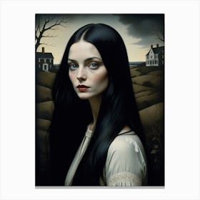 Woman With Long Black Hair Canvas Print