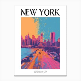 Long Island City New York Colourful Silkscreen Illustration 4 Poster Canvas Print