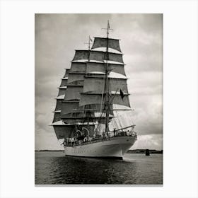Sailing Ship In Black And White Canvas Print