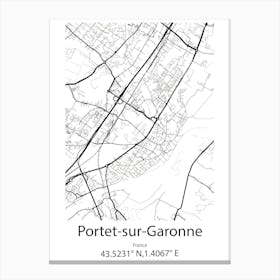 Portet Sur Garonne,France Minimalist Map Canvas Print