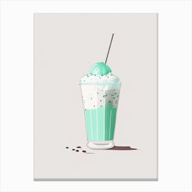 Mint Chocolate Chip Milkshake Dairy Food Minimal Line Drawing 1 Canvas Print