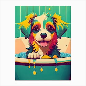 Dog In A Tub 3 Canvas Print