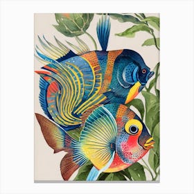 Angelfish Vintage Graphic Watercolour Canvas Print