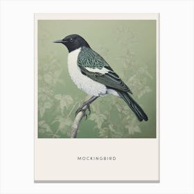 Ohara Koson Inspired Bird Painting Mockingbird 3 Poster Canvas Print
