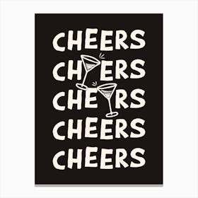 Cheers Cocktail Drinks in Black & White Canvas Print