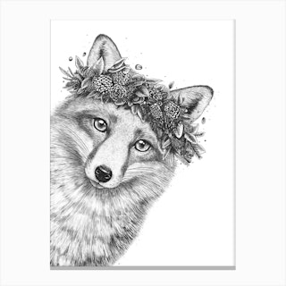 Fox With Wreath Canvas Print