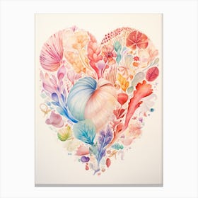 Shell Heart Rainbow Detailed Heart 3 Canvas Print
