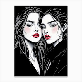 Two Sisters Portrait Canvas Print