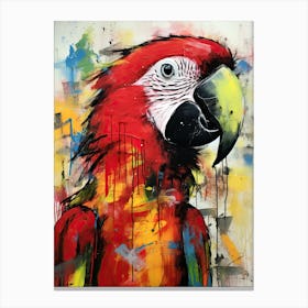 Graffiti Parrot Dreams: Basquiat's style Colorful Flight Canvas Print