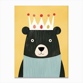 Little Black Bear 4 Wearing A Crown Canvas Print