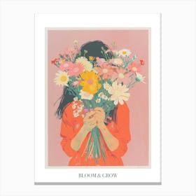 Bloom And Grow Spring Girl With Wild Flowers 4 Canvas Print