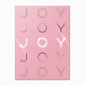 Motivational Words Joy Quintet in Pink Canvas Print