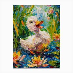 Duck In Water Canvas Print