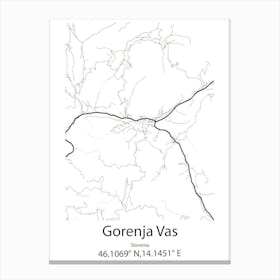 Gorenja Vas,Slovenia Minimalist Map Toile