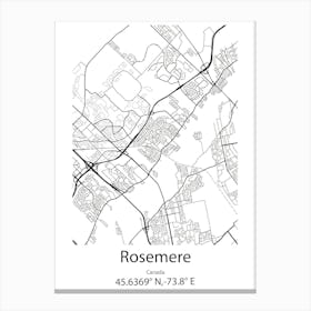 Rosemere,Canada Minimalist Map Canvas Print