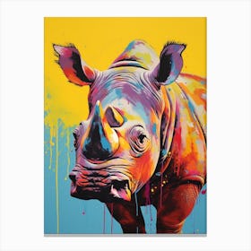 Rhino Pop Art Yellow Blue Pink 5 Canvas Print