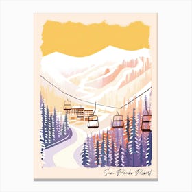 Poster Of Sun Peaks Resort   British Columbia, Canada, Ski Resort Pastel Colours Illustration 1 Canvas Print