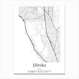 Elliniko,Greece Minimalist Map Canvas Print