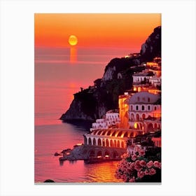 The Amalfi Coast Retro Sunset 2 Canvas Print