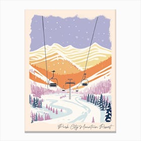 Poster Of Park City Mountain Resort   Utah, Usa, Ski Resort Pastel Colours Illustration 1 Canvas Print