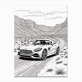 Mercedes Benz Amg Gt Desert Drawing 2 Canvas Print