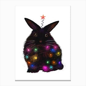 Christmas Black Rabbit Canvas Print