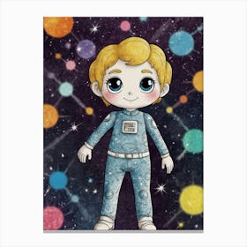 Girl In Space 3 Canvas Print