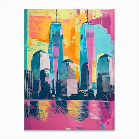 World Trade Center Memorial New York Colourful Silkscreen Illustration 1png Canvas Print