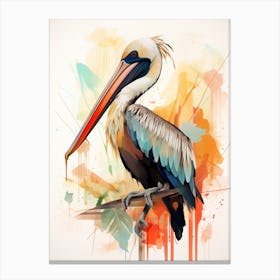Bird Painting Collage Brown Pelican 1 Canvas Print