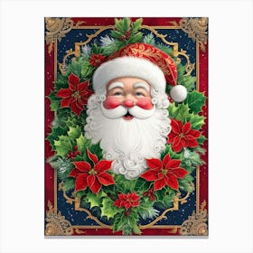 Santa Claus Wreath Style William Morris Canvas Print