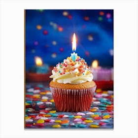 Birthday Cake With Candle Canvas Print