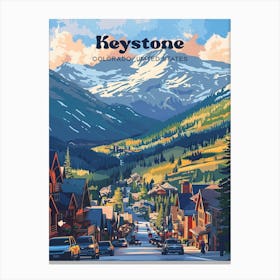 Keystone Colorado Ski Town Digital Travel Illustration Canvas Print