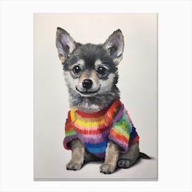 Baby Animal Wearing Sweater Wolf 1 Canvas Print