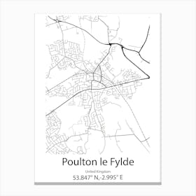 Poulton Le Fylde,United Kingdom Minimalist Map Leinwandbild