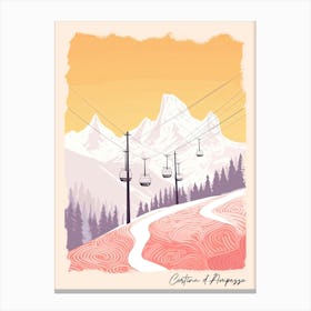 Poster Of Cortina D Ampezzo   Italy, Ski Resort Pastel Colours Illustration 3 Canvas Print