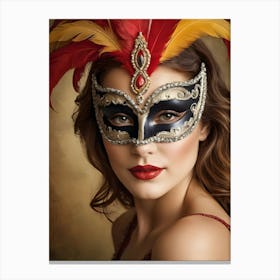 A Woman In A Carnival Mask (16) Canvas Print