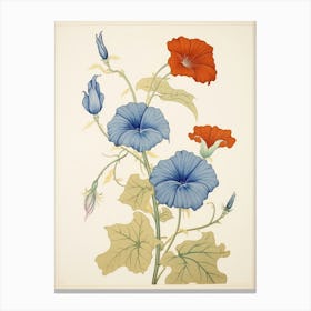 Asagao Morning Glory 1 Vintage Japanese Botanical Canvas Print