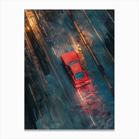 Car Driving In The Rain Canvas Print