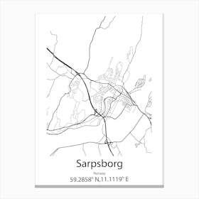 Sarpsborg,Norway Minimalist Map Canvas Print