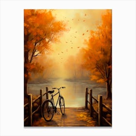 Autumn Bike On A Bridge Canvas Print