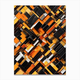 Abstract Orange And Black Squares Canvas Print