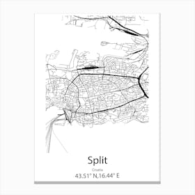 Split,Croatia Minimalist Map Canvas Print